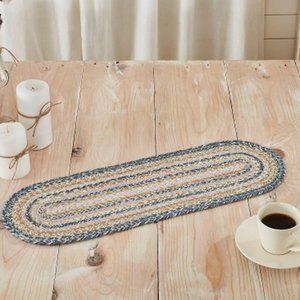 Country Primitive Farmhouse Kaila Braided Jute Kitchen Table Runner 24"